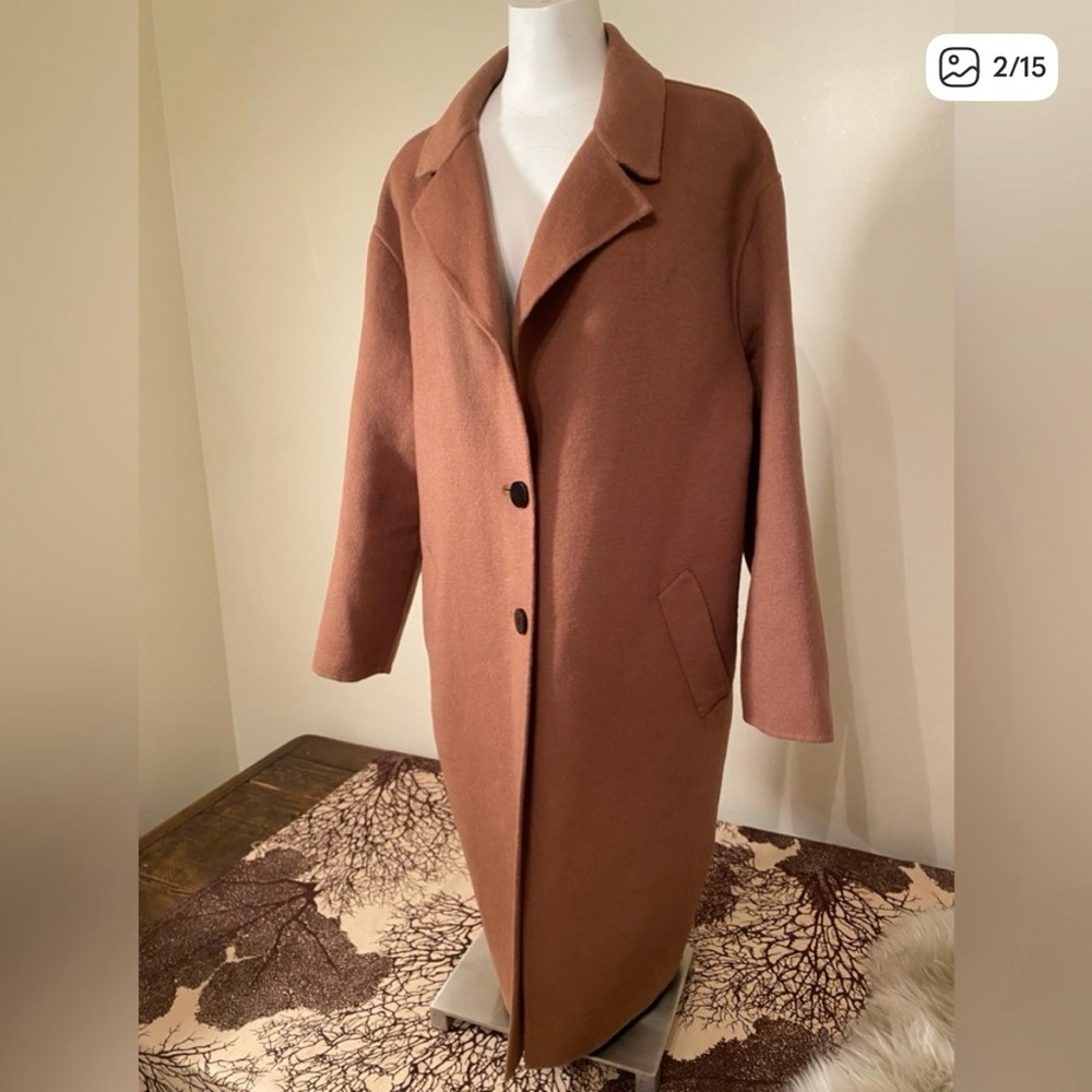 Lamarque Wool Long Button Coat - Picture 2 of 10